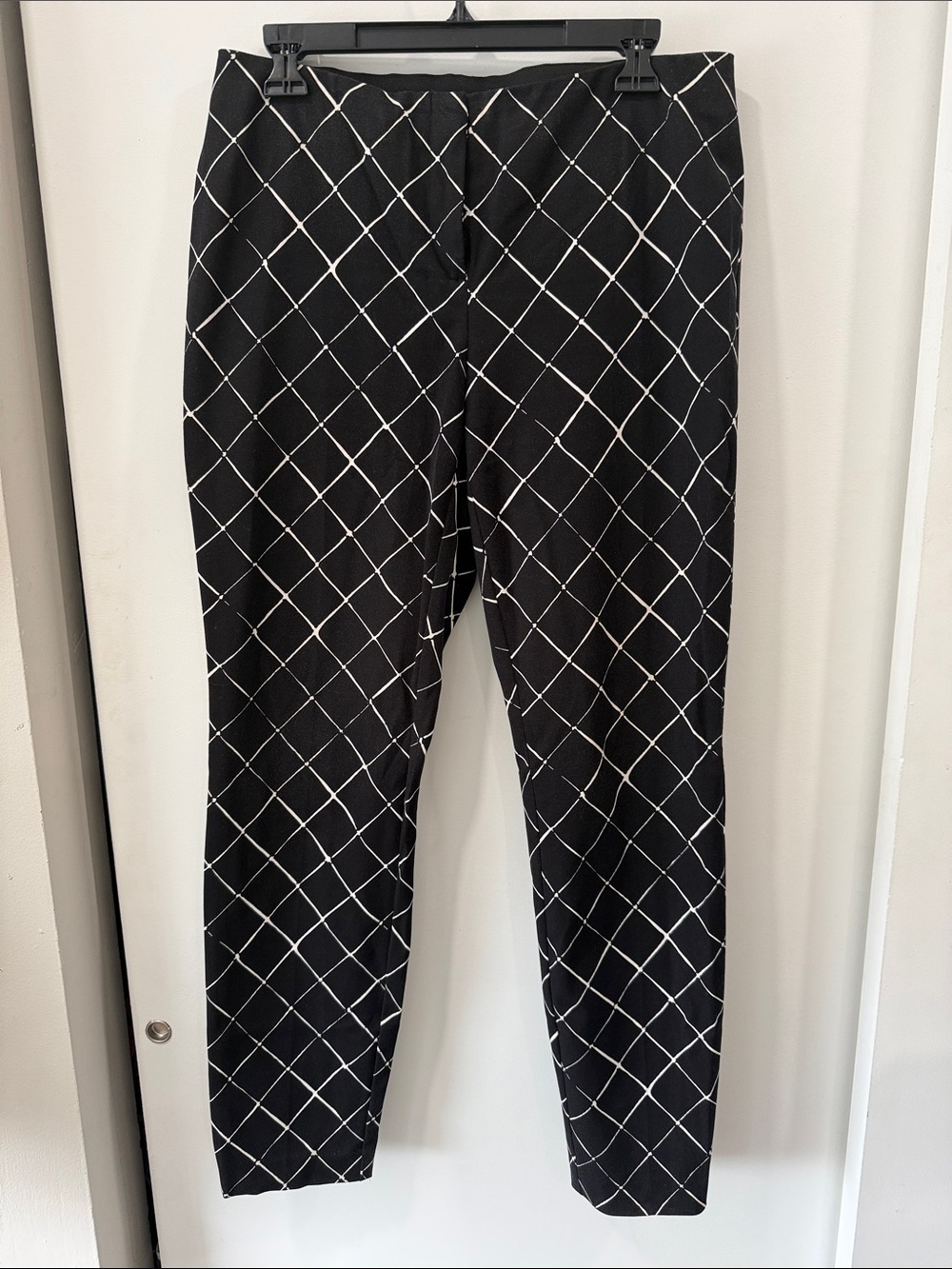 Alfani Black Pants with White Windowpane Grid